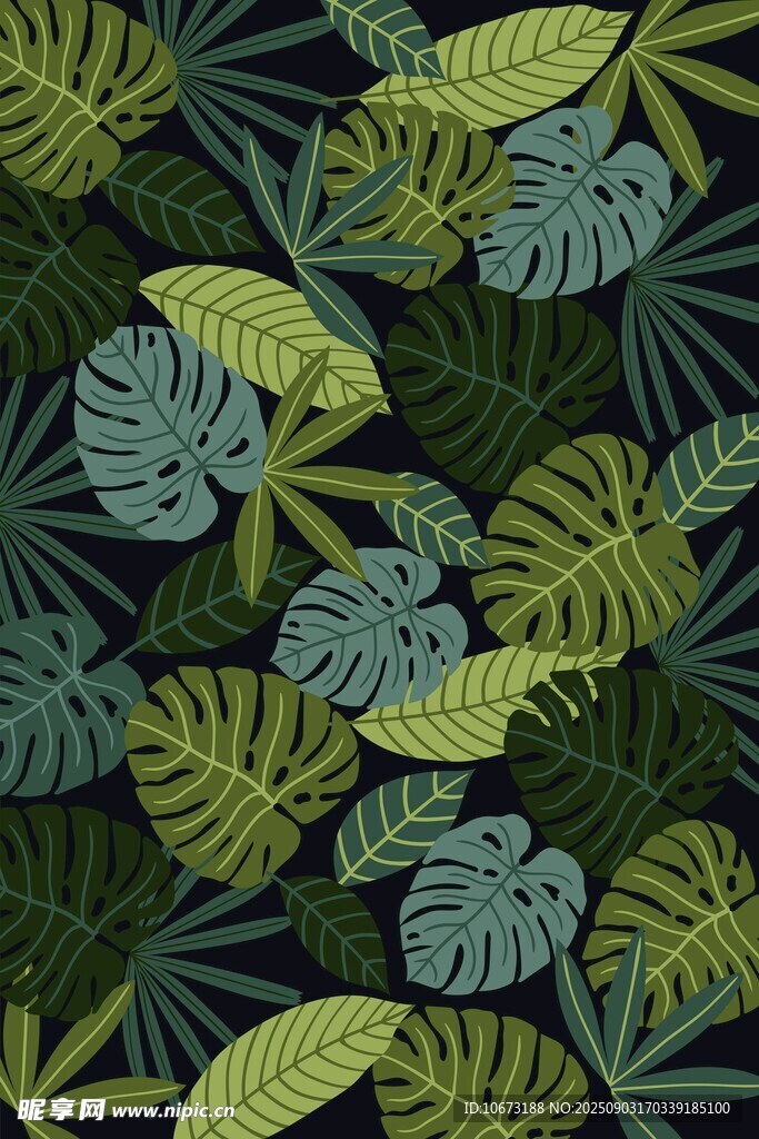 热带植物图案背景