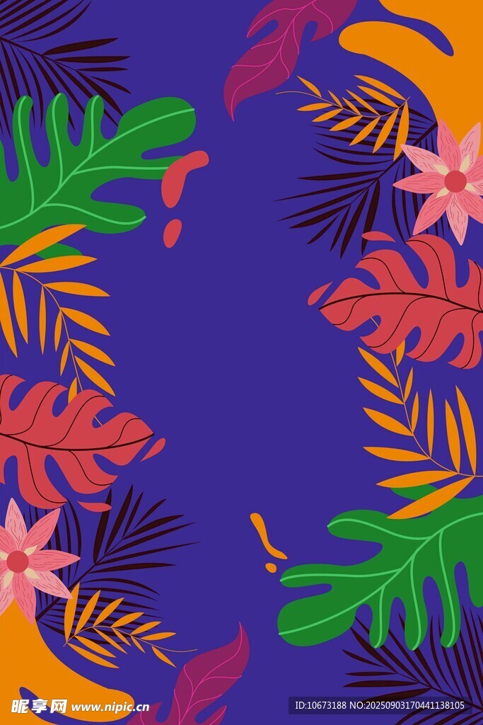 热带植物图案背景