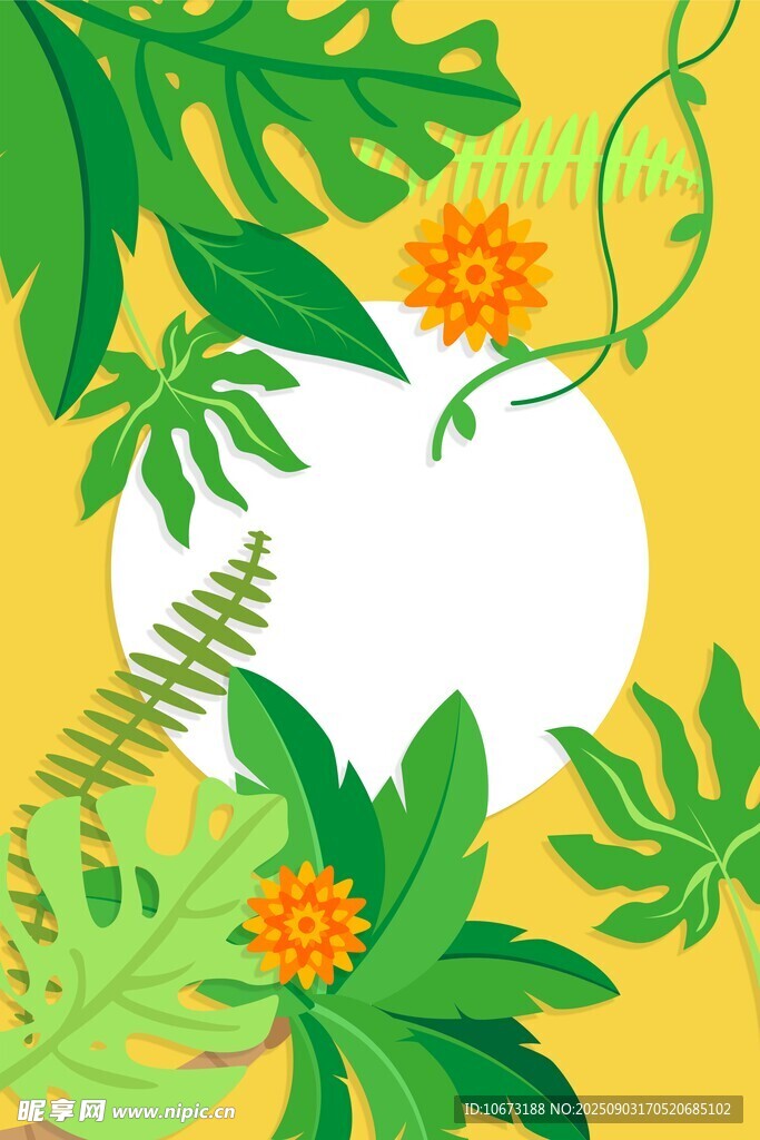 热带绿植花卉装饰图案
