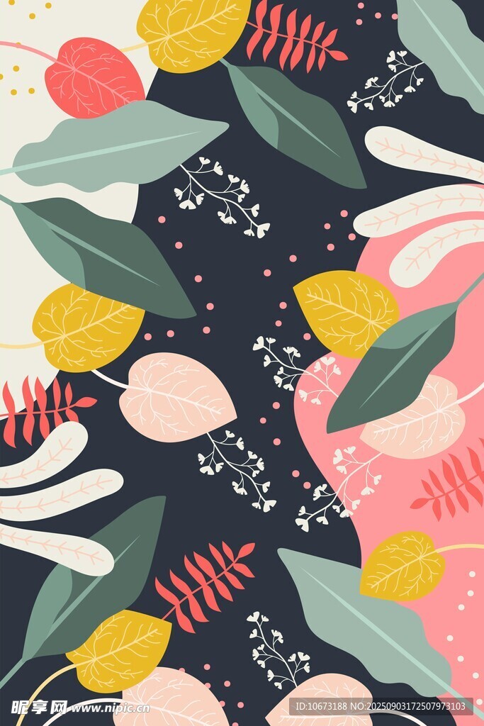抽象植物图案装饰画
