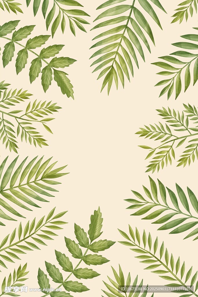 清新绿植环绕背景图