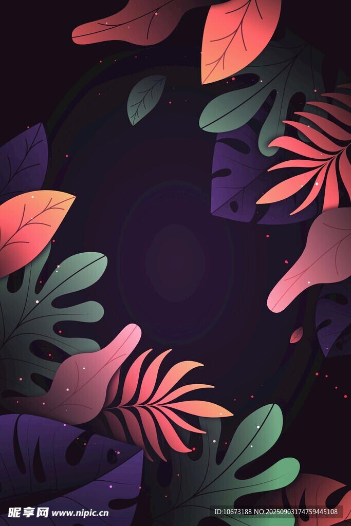 梦幻热带植物背景图
