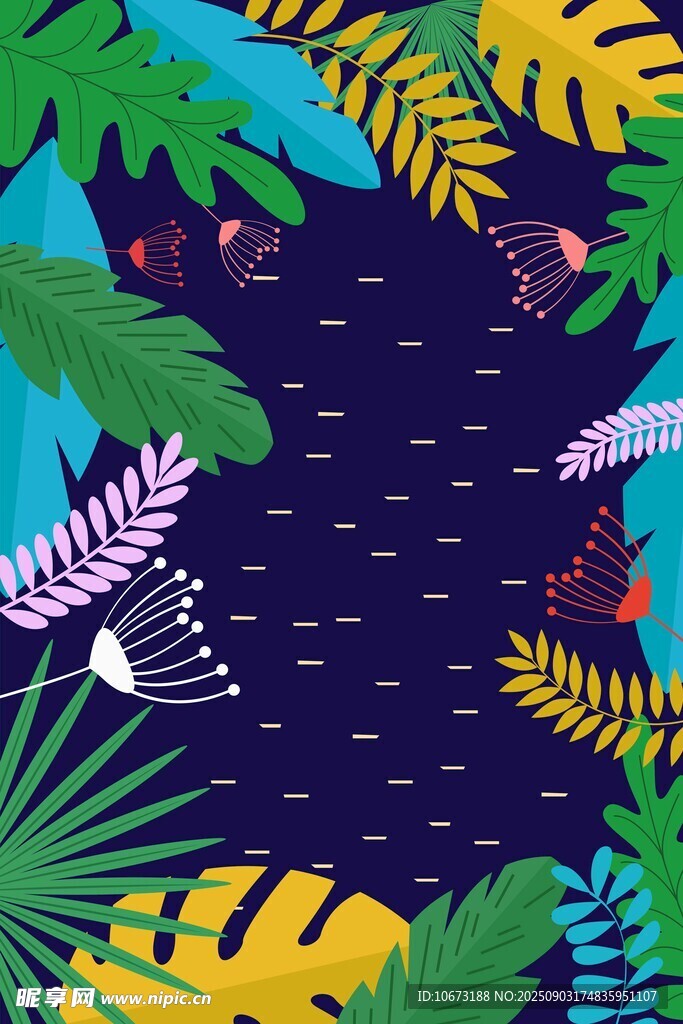 热带植物边框背景图案