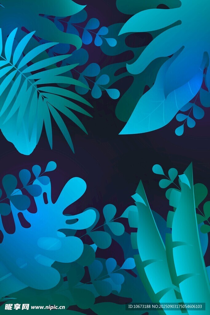 热带植物梦幻插画背景