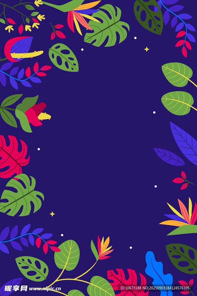 热带植物边框装饰图案
