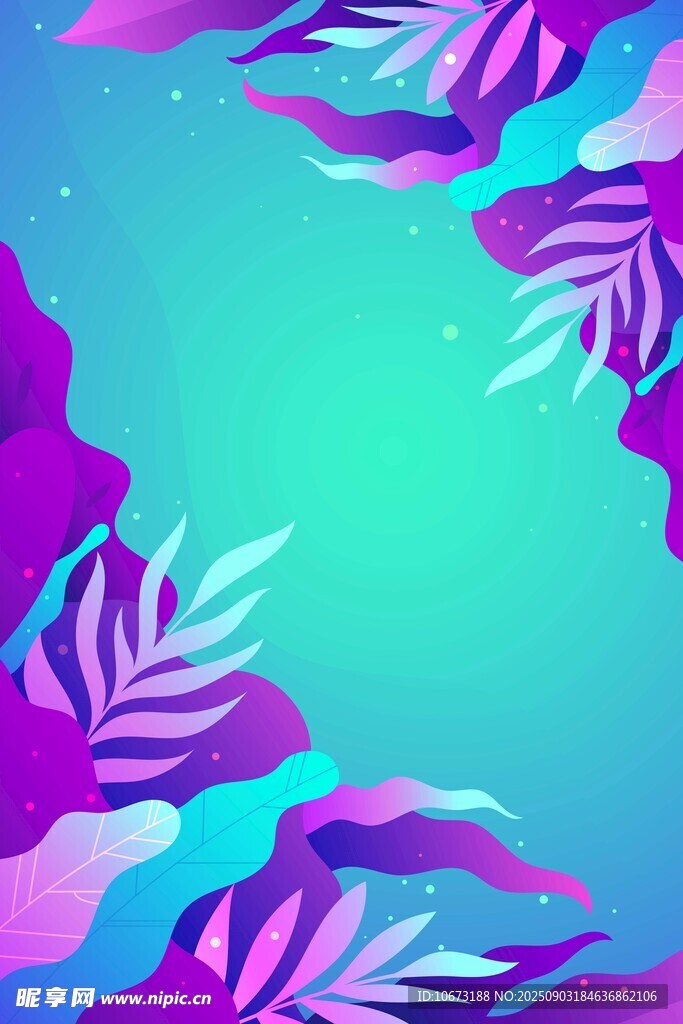 梦幻炫彩热带叶背景图