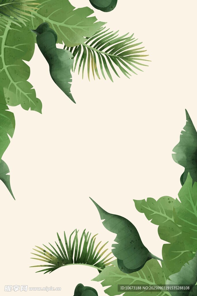 热带绿植边框装饰图案