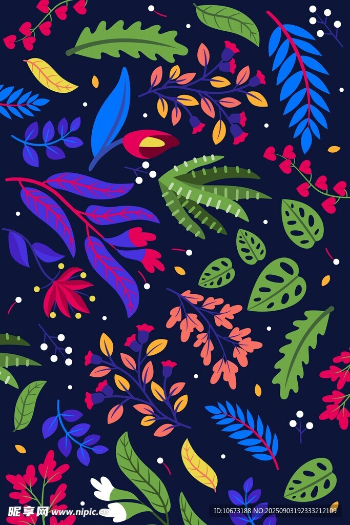 多彩植物花卉图案背景