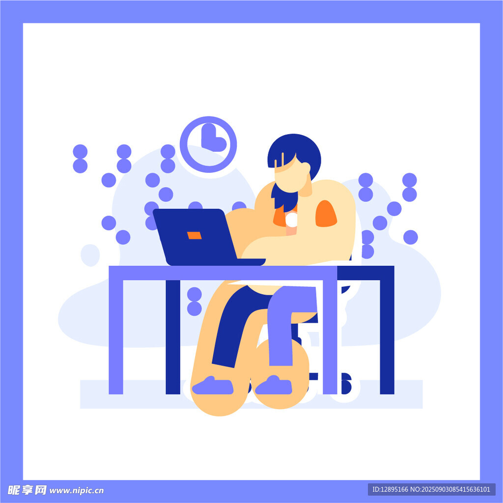 专注办公的人物插画形象