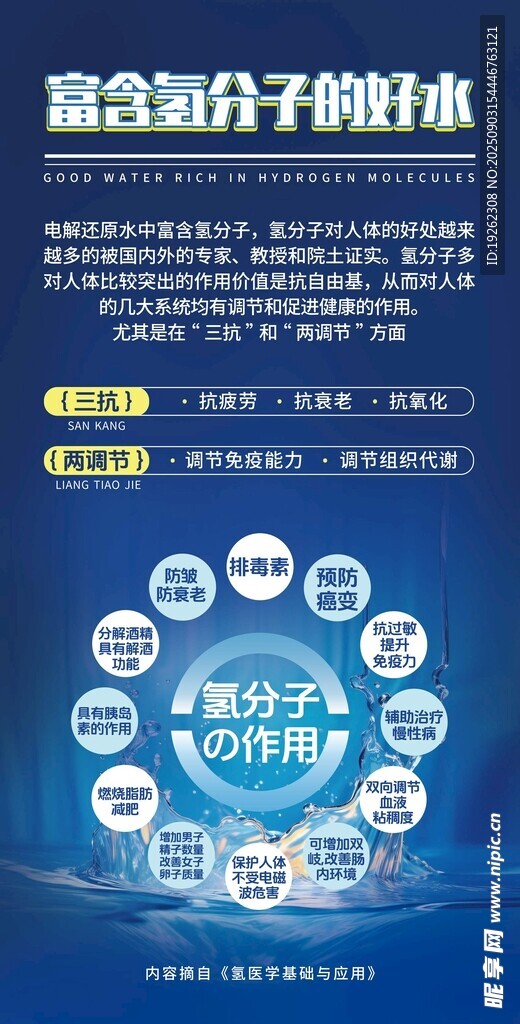 富氢水作用好处宣传海报
