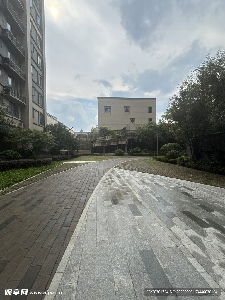雨后小区道路景观