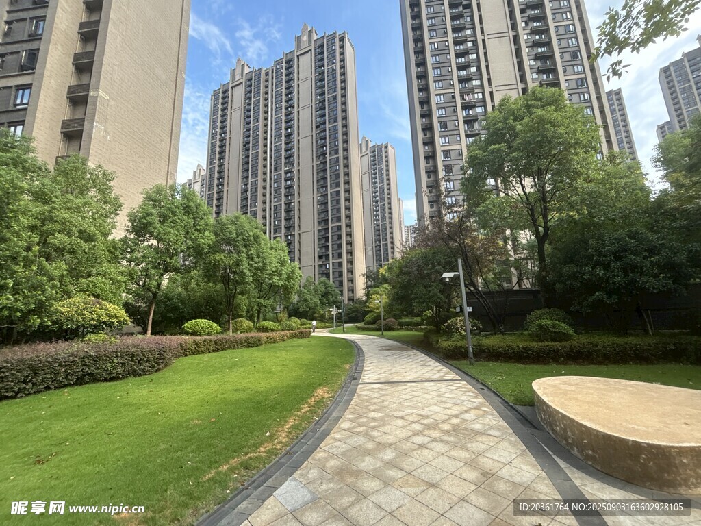 城市中的静谧绿化步道