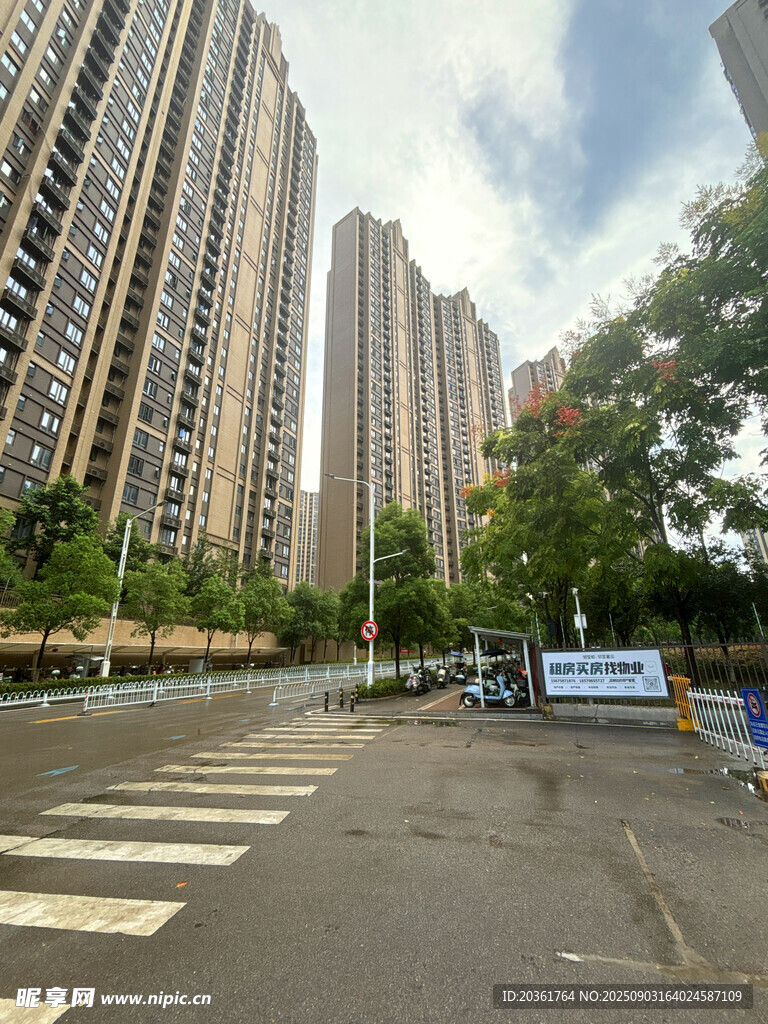 城市高楼住宅区街景