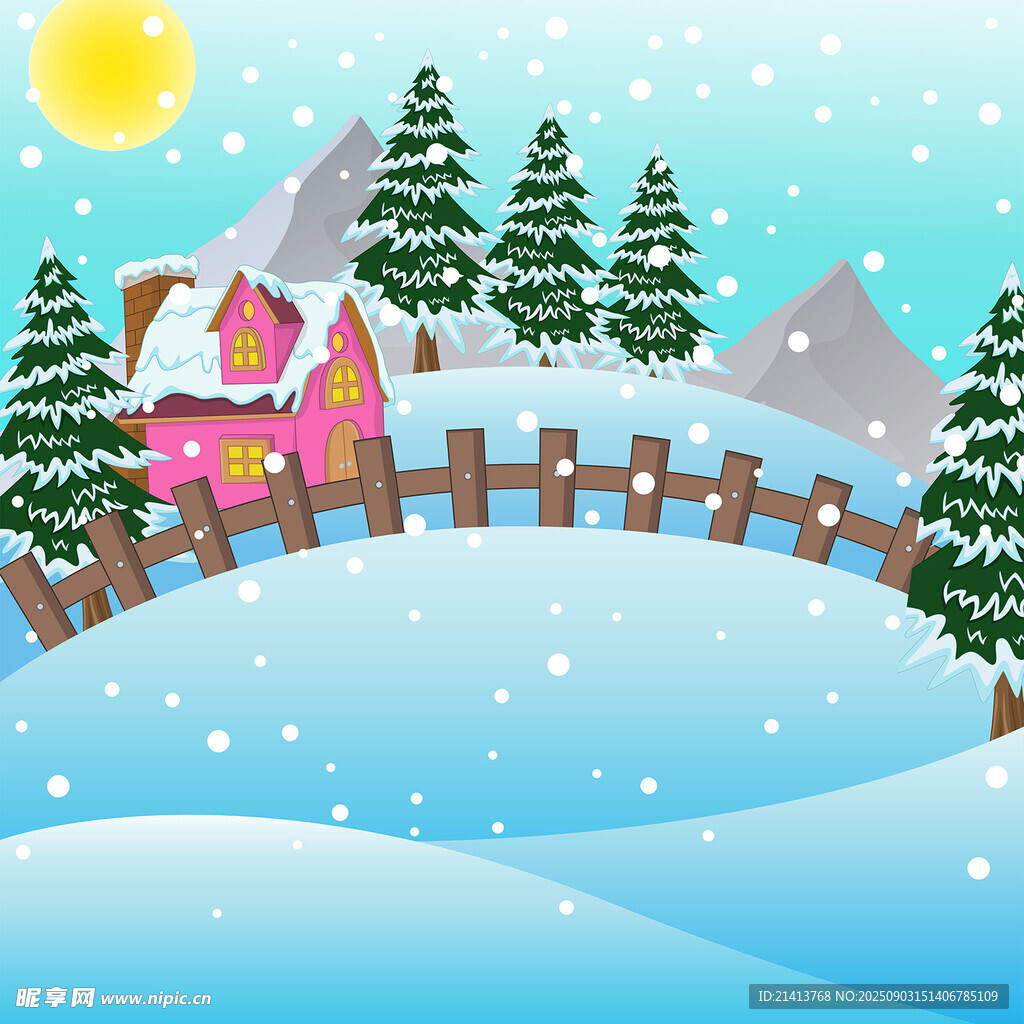 冬日雪景中的温馨小屋