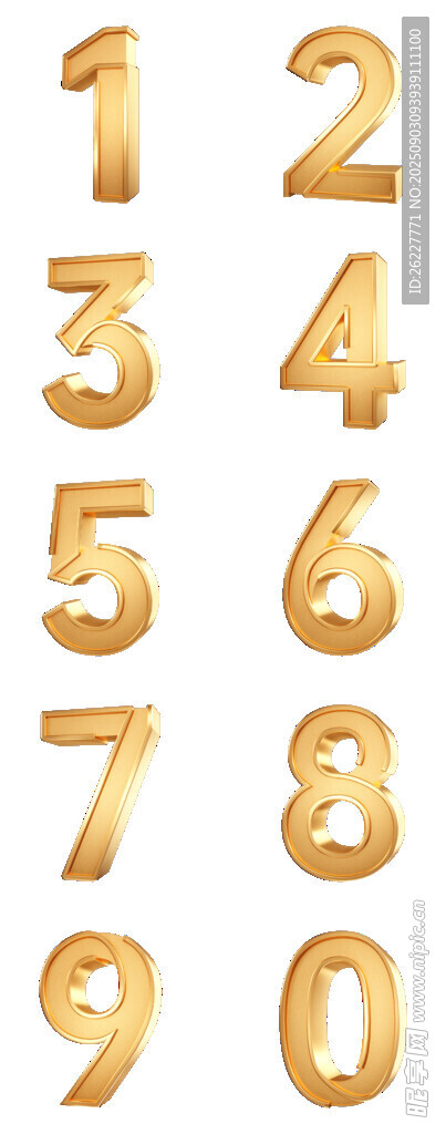 3D立体C4D金色数字