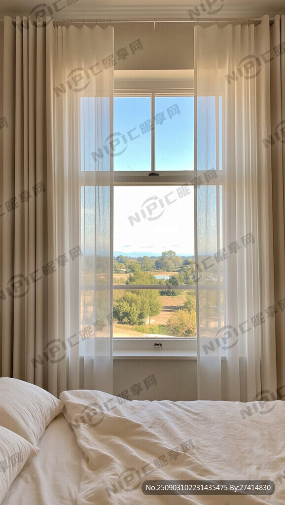 画床头有窗户 风格是照片