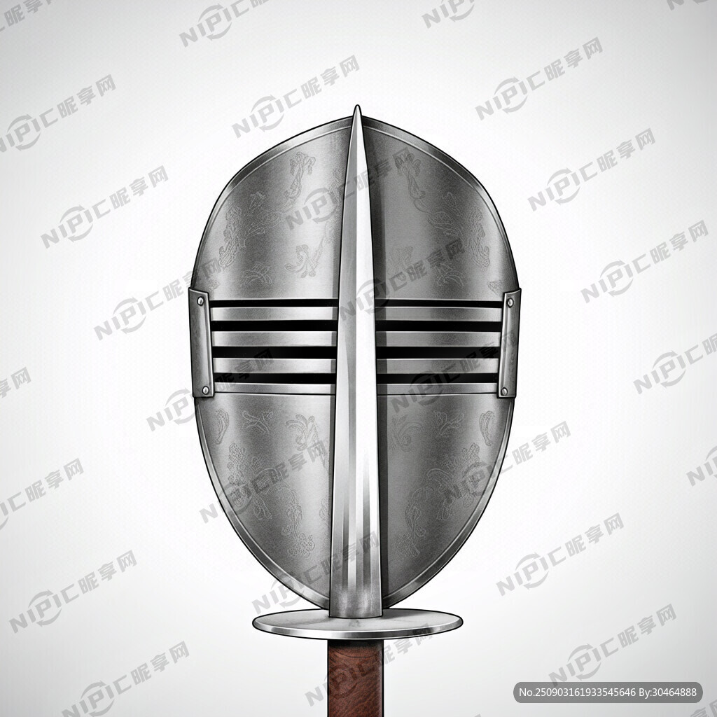 单独 击剑花剑护面 正面 手绘