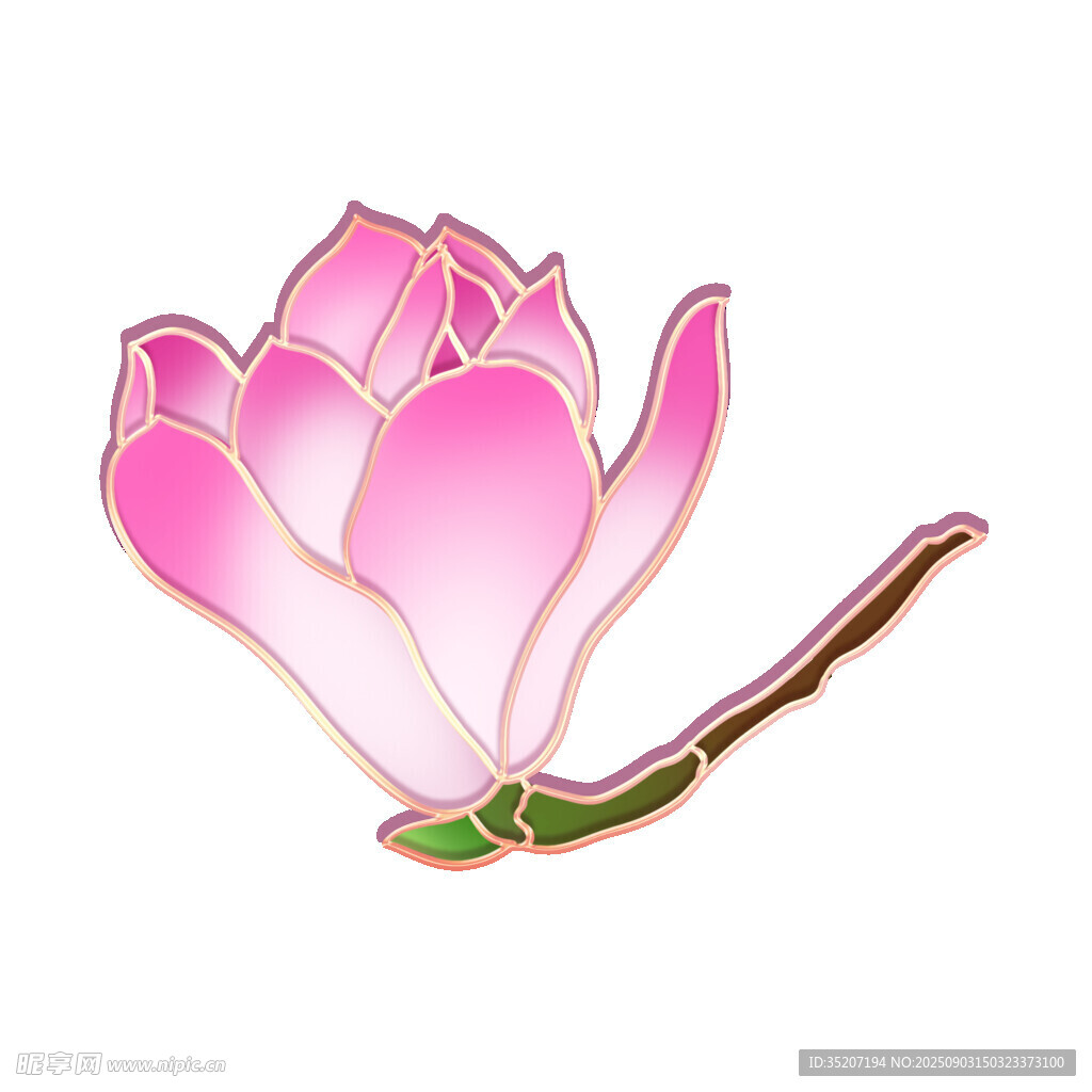 粉色玉兰花胸针