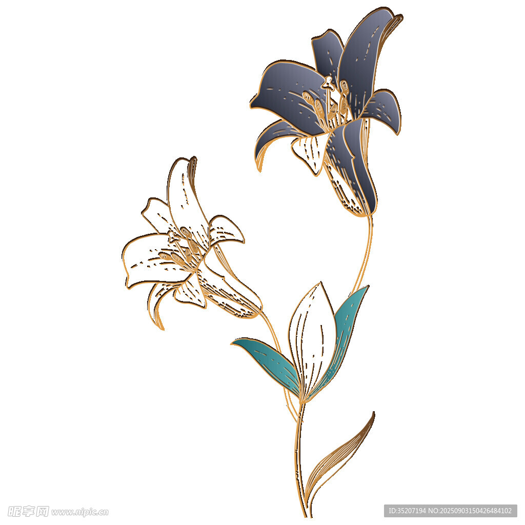 精致百合花卉金属饰品