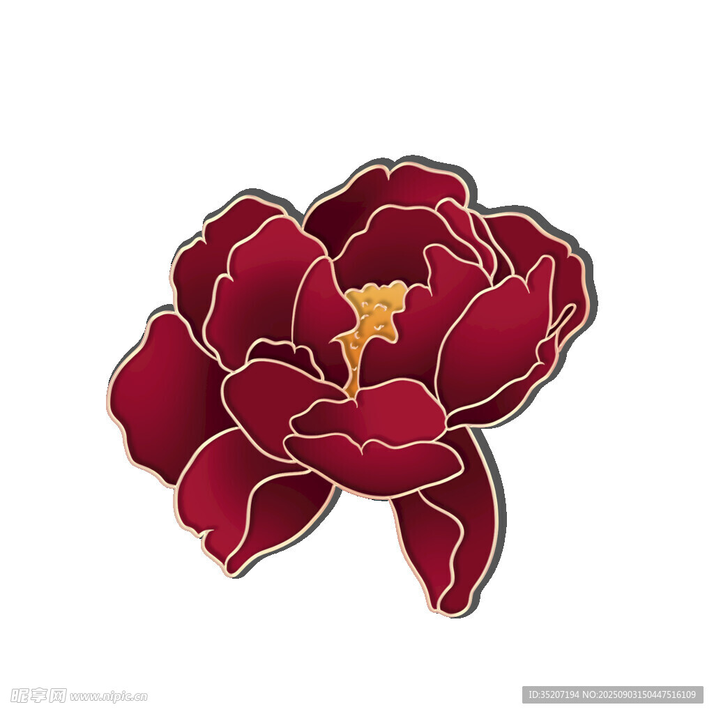 红色刺绣花朵图案