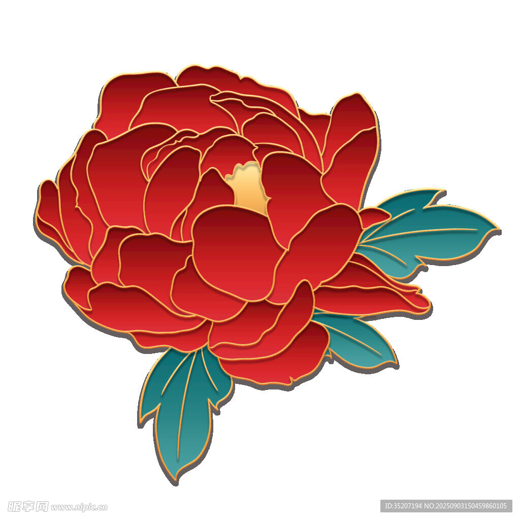 红色牡丹花朵图案