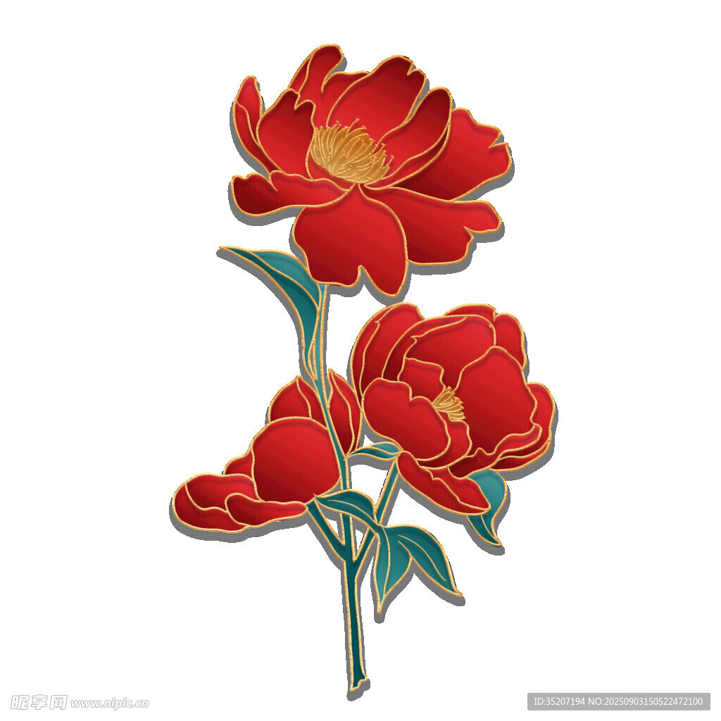 红色立体花朵插画图案