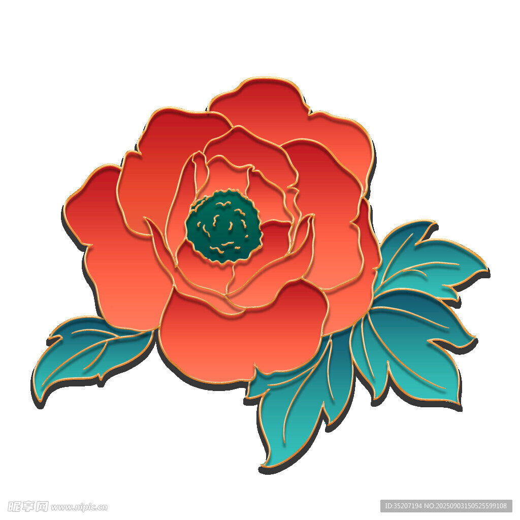 红色花朵胸针