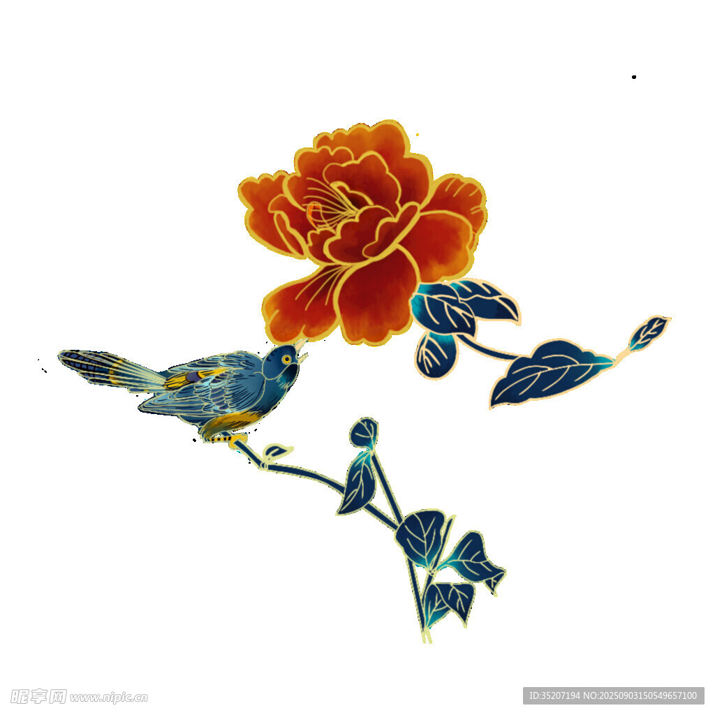 花鸟刺绣图案