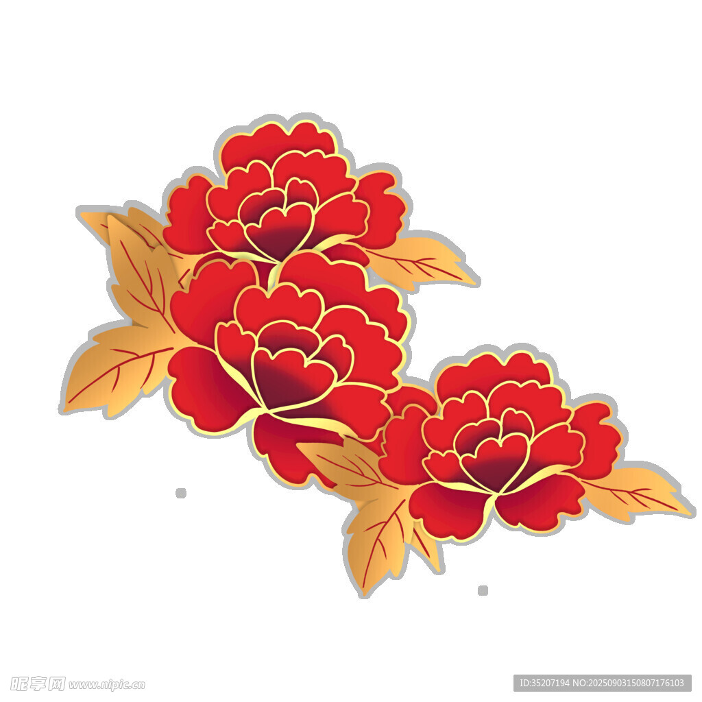 红色牡丹花饰图案