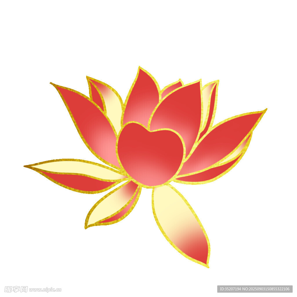 金色边缘红色莲花图案