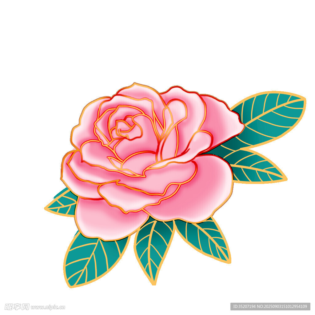 粉色手绘立体玫瑰花饰