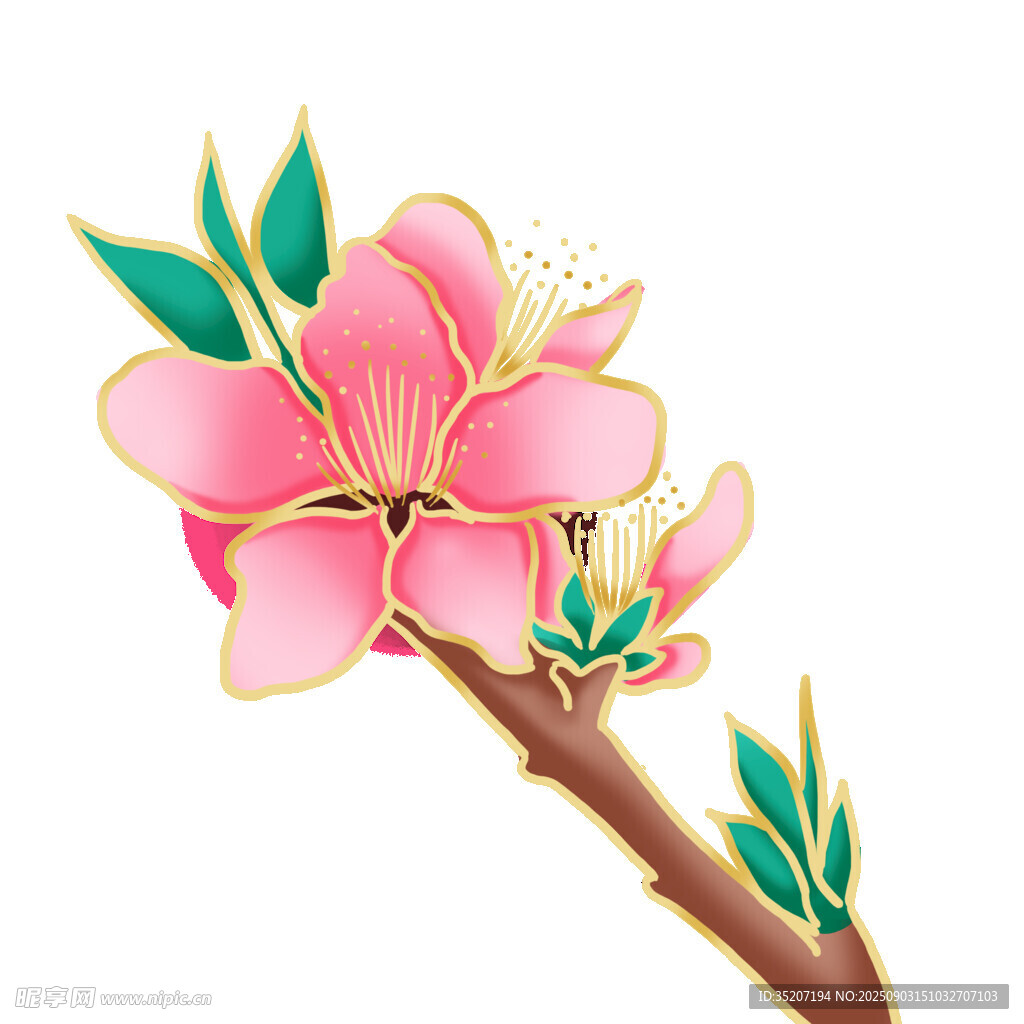 精致粉色桃花装饰图案