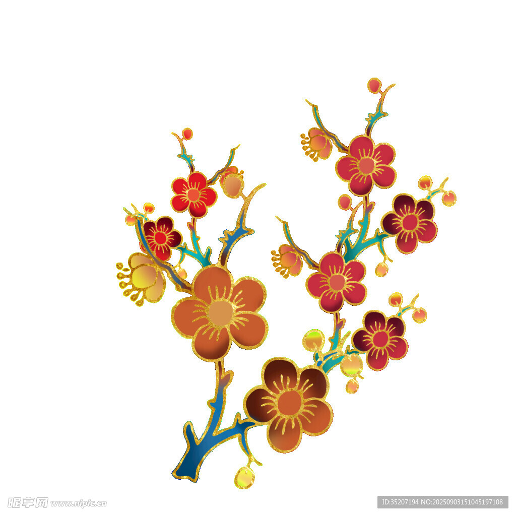 中式刺绣梅花图案装饰