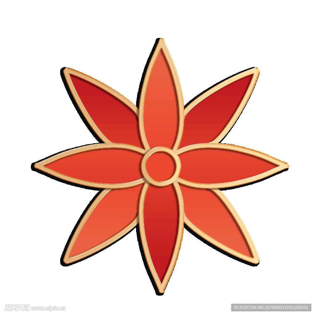 红色八瓣花朵图案