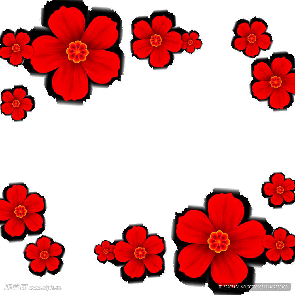 红色花朵装饰图案