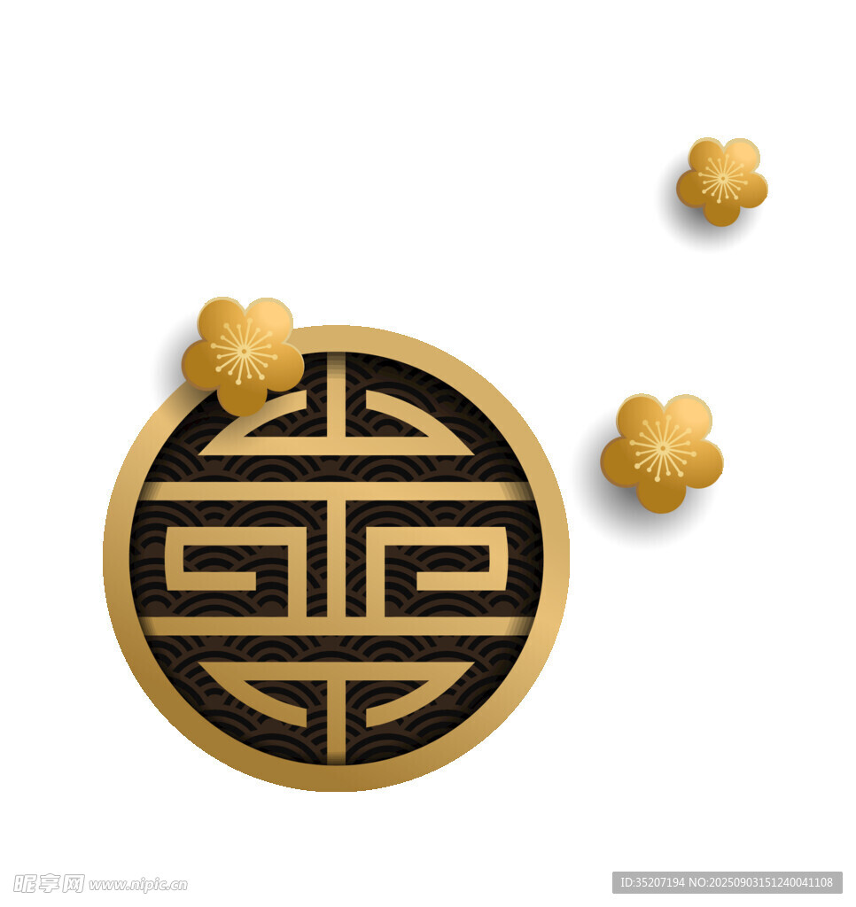 中式古典花纹圆形金属饰品