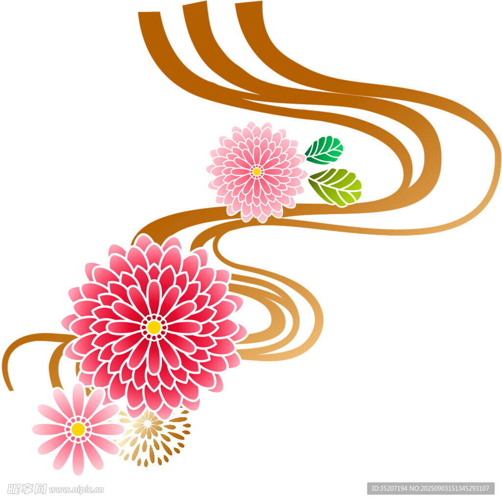 花卉曲线图案设计元素