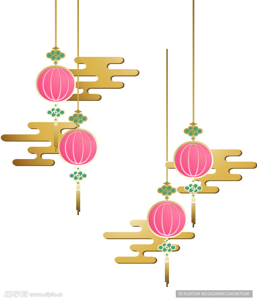 中式灯笼与祥云装饰图案