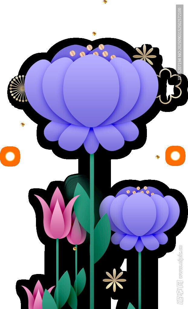 紫色花朵卡通插画