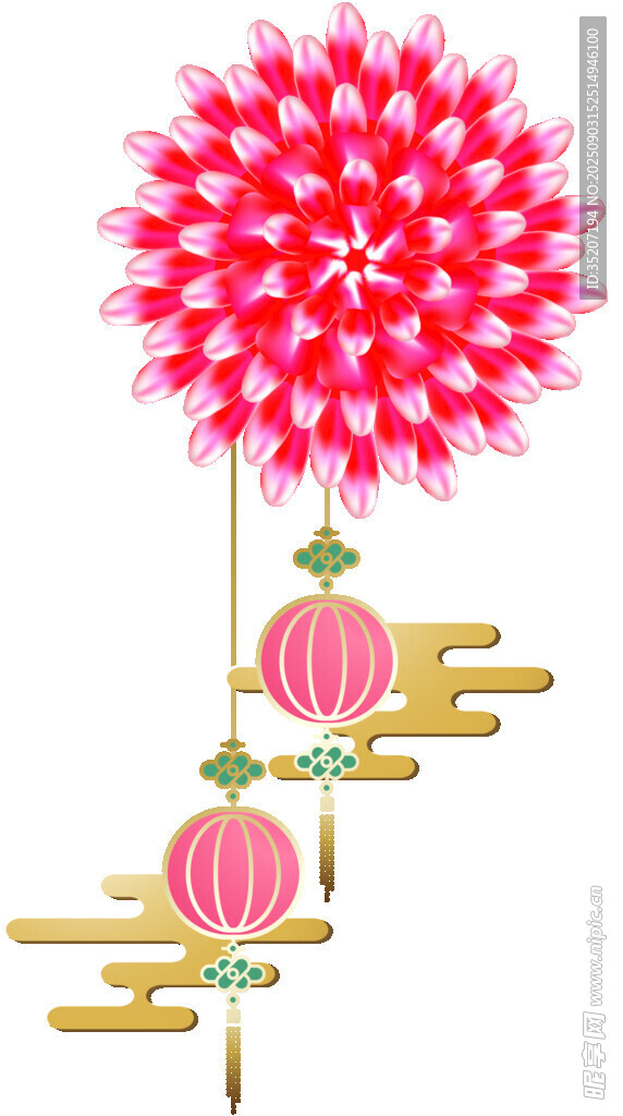 喜庆烟花灯笼装饰图案