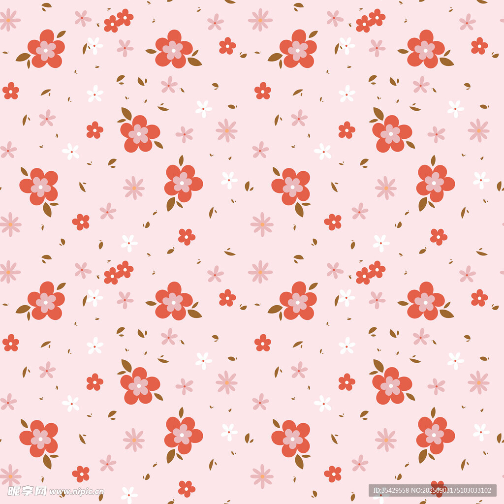 粉色背景小花无缝图案
