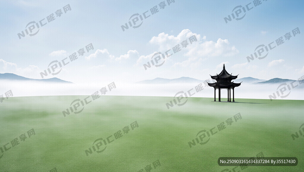 白色的天空 下方淡淡绿色