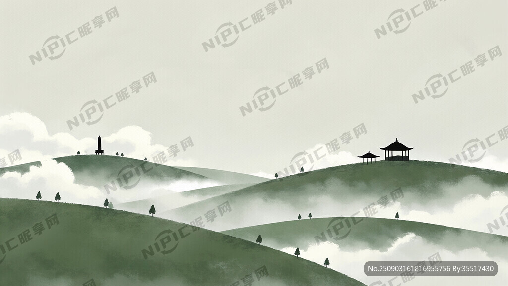白色的天空 地面淡淡绿雾