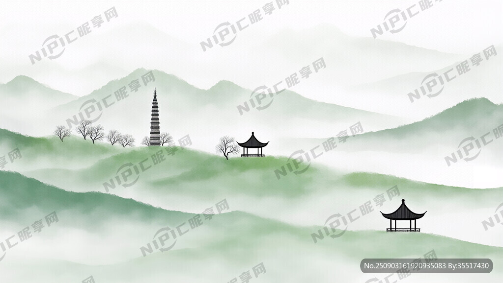 白色的天空 地面淡淡绿雾