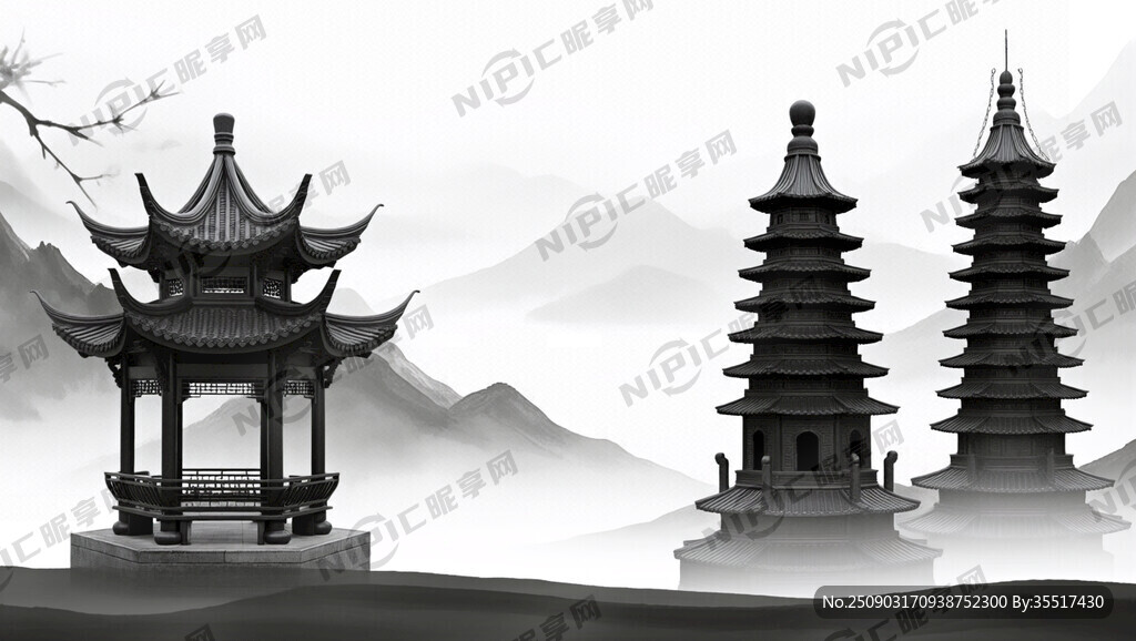 不同的黑色亭子 不同黑色的塔