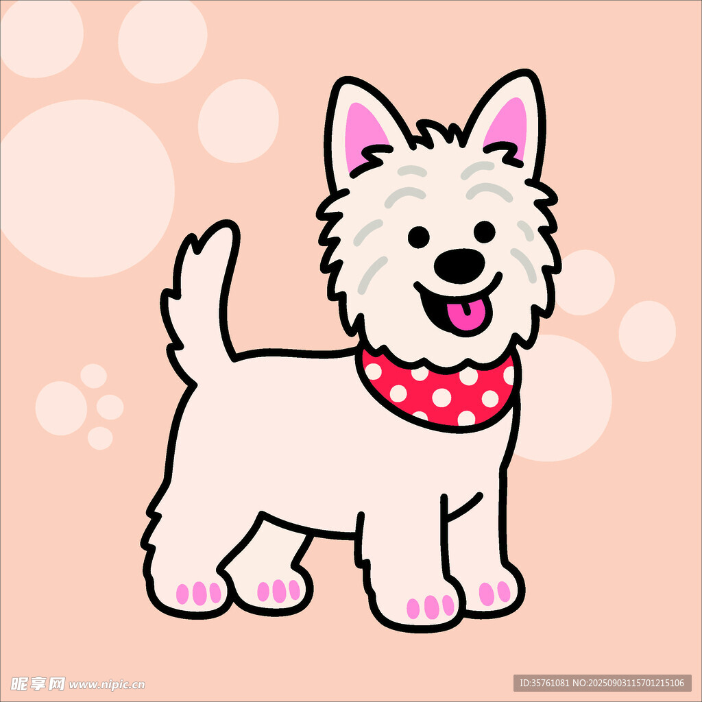 西高地犬创意抽象儿童手绘插画
