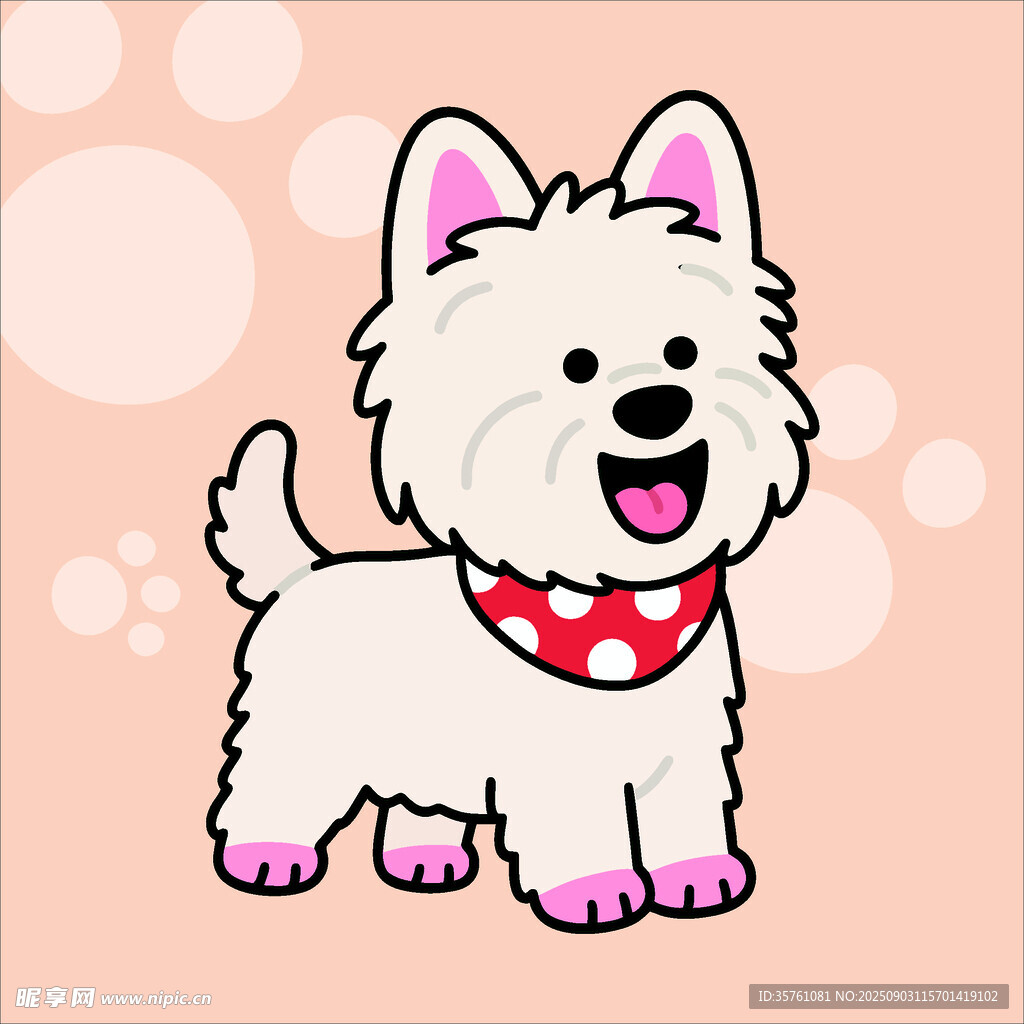 西高地犬创意抽象儿童手绘插画