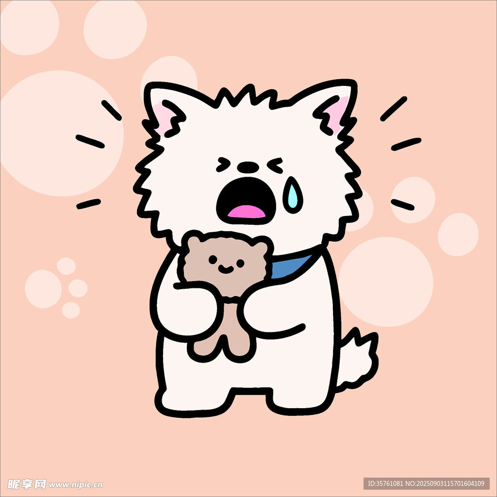 西高地犬创意抽象儿童手绘插画