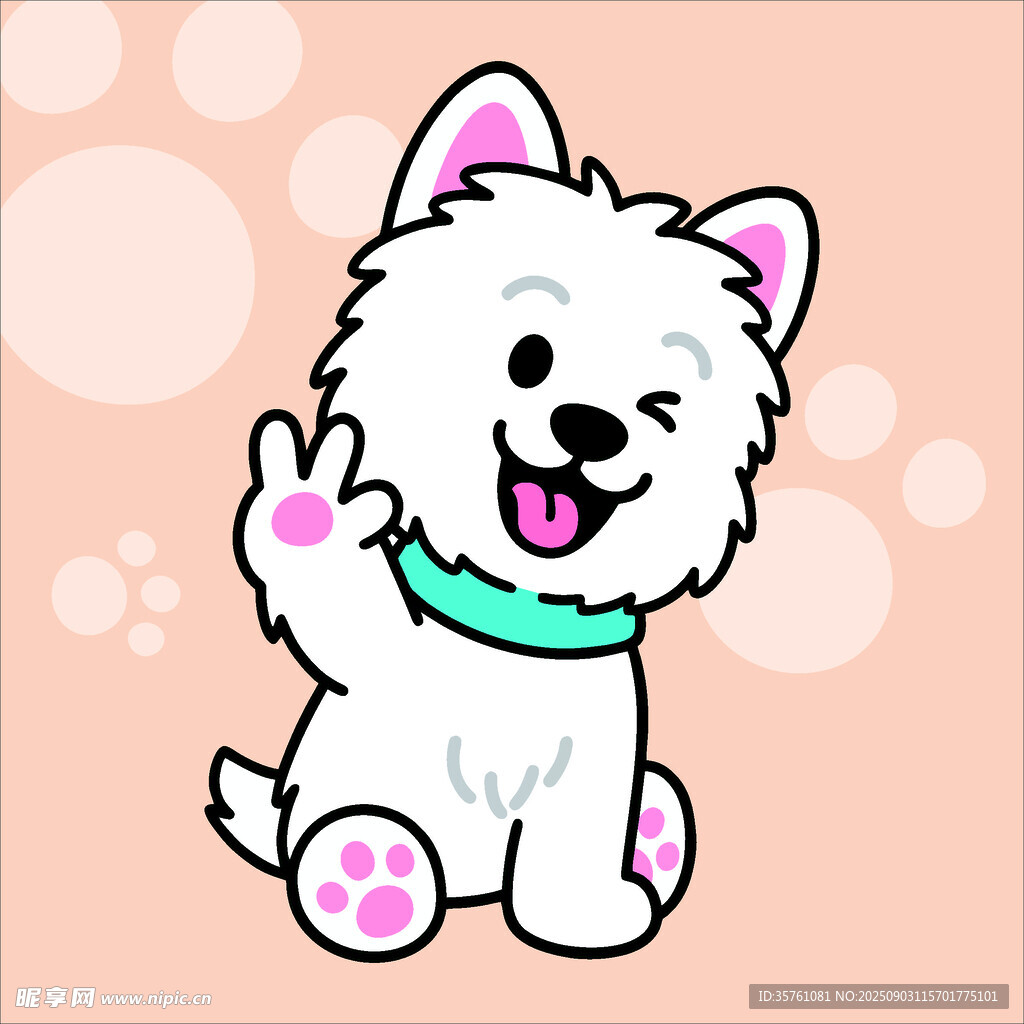 西高地犬创意抽象儿童手绘插画