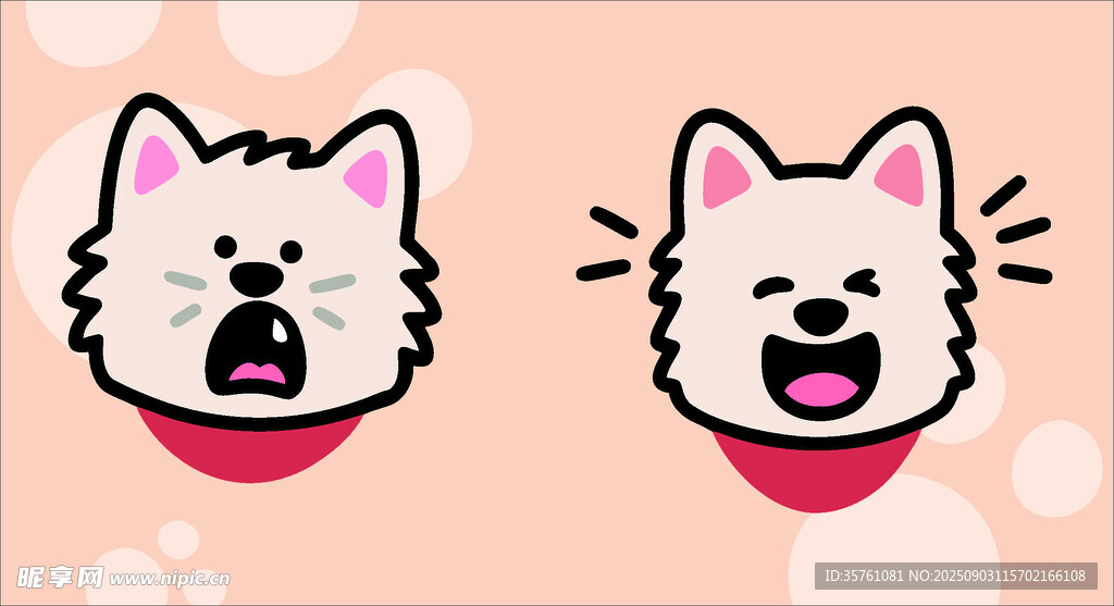 西高地犬创意抽象儿童手绘插画